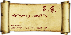 Péterfy Zorán névjegykártya